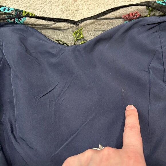 eShakti Floral Embroidery Illusion Tulle and Dupioni Dress Size XL estimated - Picture 10 of 12